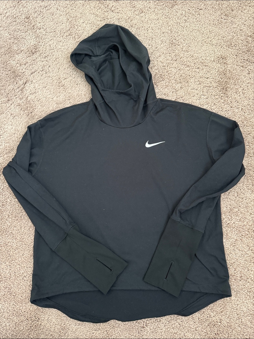 Nike Black Hooded Pullover Running Top